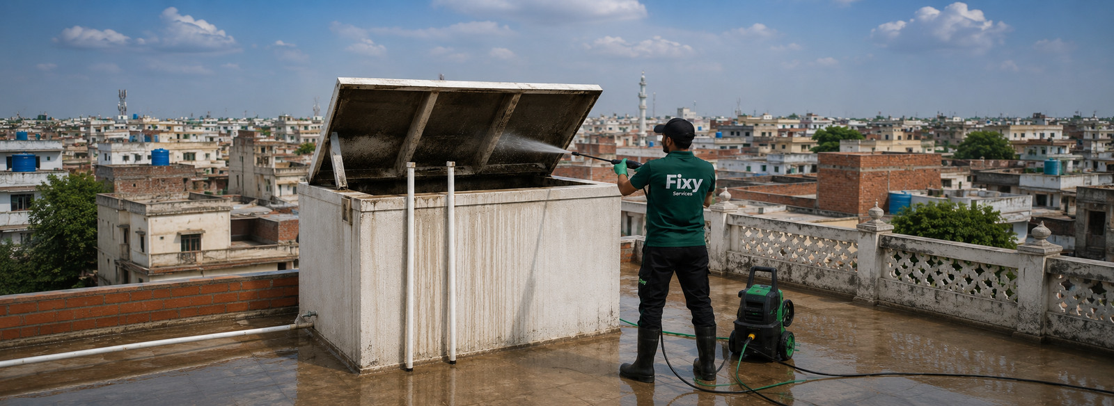 Roof Top Cement Water Tank Cleaning
